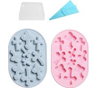 2 Moules en silicone en forme de croix, 10 cavités, Bonbons, Gomme, Chocolat, Fondant, Gâteaux, Décorations, Baptême, Embouts à gâteaux, Moule à pâtisserie Pour Baptême, Accessoires De Fête Et Baby Pa