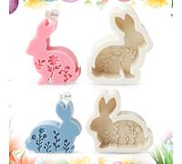2 Moules en Silicone en Forme de Lapin de Pâques,Gloryit Moule en Silicone 3D Lapin à Faire Soi-même,Moules de Coulée en Plâtre pour Lapins de Pâques,À Utiliser dans la Fabrication de Bougies,ect.