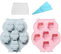 2 Moules en silicone pour hiboux avec 6 cavités, Moules à gâteaux mignons pour la cuisson à domicile DIY, Moules en silicone pour gelée de chocolat pour la fabrication d'accessoires d'Halloween
