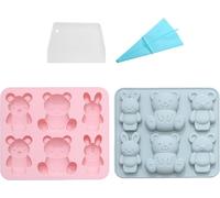 2 Moules en silicone pour ours, Moule à fondant pour la Saint-Valentin, Ours mignon, Moule à fondant au chocolat Pour le chocolat, les bonbons, la pâte de caoutchouc, le bricolage, l'argile polymère,