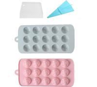 2 Moules Mini-Rose-Chocolat-Oursons en Gomme avec 15 empreintes, Moules à pâtisserie en silicone antiadhésifs Pour La Fabrication De Glaçons, Gelée, Chocolat, Savon, Avec Poche à Douche Et Raclette