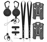 2 Mousqueton Porte Clé Magnétiques Rétractable Enrouleur Badge Robuste avec 2 Porte Badge 2 Cordons Détachables et 2 Languette Attache Telephone pour Cartes d'Identité Clés Téléphones Portables