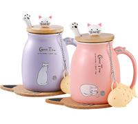 2 Mug Chat en Céramique Mignon pour Café et Thé 350 ml Vendos85
