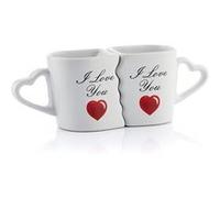 2 Mugs pour couple I Love You tasses cœur qui s'emboîtent Multi G