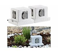 Royal Gardineer : 2 multiprises d’extérieur aspect pierre avec 4 prises G