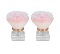2 Nail Art Powder Brushes | Soft Pink Fibers & Comfortable Handle | Neutral for Nail Care/Makeup | with Storage Boxes