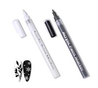 2 Nail Art Stylo Kit Nail Art Pinceaux Graffiti DIY Nail Art Adaptés à la Peinture Fine Aux Lignes Abstraites et Aux Motifs Complexes French Manucure Blanc et Noir