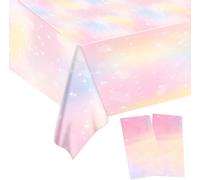 2 Nappe En Plastique, Nappes Arc-En-Ciel Pastel, Parfait Pour Les Fêtes D'anniversaire Des Enfants Décoration Réunion De Famille(274x137 Cm)