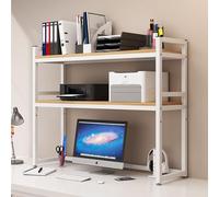 2 Niveaux Rack De Rangement Pour Bureau D'ordinateur - Étagère De Bureau, Support D'imprimante Réglable, Supports De Rangement En Bois Et En Métal, Pour Dortoir, Bureau Et Maison(B,135*32*90cm)
