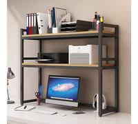 2 Niveaux Rack De Rangement Pour Bureau D'ordinateur - Étagère De Bureau, Support D'imprimante Réglable, Supports De Rangement En Bois Et En Métal, Pour Dortoir, Bureau Et Maison(A,115*32*90cm)