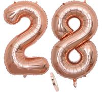2 Number 28 Balloons, Number 28 Rose Gold Birthday Balloon Girl, 40 Inch Inflatable Helium Foil Figures, Giant Balloon For Birthday Party Decoration, Prom (Xxxl 100 Cm)