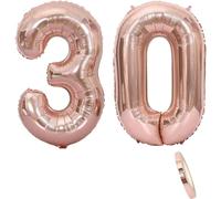 2 Number 30 Balloons, Number 30 Rose Gold Birthday Balloon, Girl, 40 Inch Inflatable Helium Foil Figures, Giant Balloon For Birthday Party Decoration, Prom (Xxxl 100 Cm)