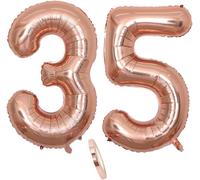 2 Number 35 Balloons, Number 35 Rose Gold Birthday Balloon Girl, 40 Inch Inflatable Helium Foil Figures, Giant Balloon For Birthday Party Decoration, Prom (Xxxl 100 Cm)