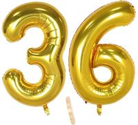 2 Number 36 Balloons, 36 Years Birthday Balloon, 36 Years Gold, 30 Cm, Giant Gold Balloon Figurines, Inflatable Helium Leaf Figures For Women, Men, Party Decoration, Wedding, Birthday