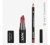 2 NYX Rouge à Lèvres Mat 15 Battu Caviar + Slim Crayon 860 Peekaboo Neutre