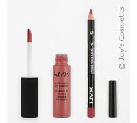 2 NYX Souple Mate Lèvre Crème 19 Cannes + Slim Lèvre Crayon 828 Jamais Set Joy's