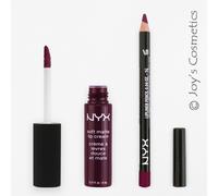 2 NYX Souple Mate Lèvre Crème 20 Copenhagen + Slim Crayon 808 Deep Purple Set