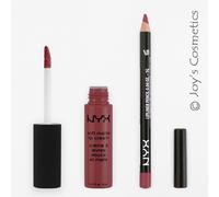 2 NYX Souple Mate Lèvre Crème 32 Rome + Slim Crayon à Lèvres 809 Acajou Set