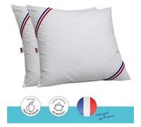 DODO Lot de 2 oreillers Tendance 60 x 60 cm garnissage 100% polyester fibre creuse siliconée Blanc
