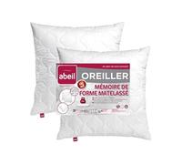 2 oreillers blanc à mémoire de forme matelassés 60 x 60 cm