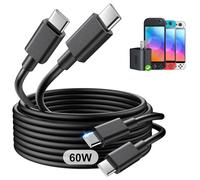 2-Pack 1.5M 60W Câble de Recharge Rapide pour Nintendo 2 D'origine, [Cordon de Remplacement pour Adaptateur Secteur] Accessoires pour Switch 2/Adaptateur Officiel/Station D'accueil TV