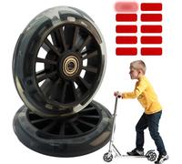 2 Pack 120mm Replacement Flashing Wheels With 10 Warning Stickers, Quiet And Wear Resistant For Most Scooters And Scooters
