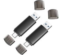 2 Pack 128GB 3.0 OTG 2 in 1 USB Stick 3.0 Memory Stick 128GB Type C for PC Laptop Android Window Black