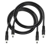 2 Pack 18AWG DC Power Cable 1m Black DC 5.5mm x 2.1mm Male to Male Compatible with LED,CCTV,Car,Monitor etc.