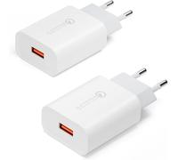 (2 Pack) 18w Fast Charger Usb Mains Plug For Samsung Galaxy S21 20 S10 S9 S8 S7 A55 A53 A50 A40 A35 A25 A15 A14 A13 A10 M34, For Iphone Xiaomi Google Huawei Oppo, Universal Wall Charger