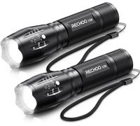 2 Pack 2000 Lumens Super Bright Led Flashlights With 5 Modes, Water Resistant, Zoomable, Battery Powered, For Kids, Camping, Fishing, Emergency Gift