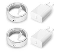 2-Pack 20W Chargeur Rapide USB C et 2M Cable pour iPhone 16/16 Pro/15 Pro Max/15 Plus, iPad Pro, Samsung Galaxy S22, USBC Prise Secteur Mural Type C Alimentation Adaptateur