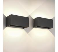 2 Pack 25W LED Applique Murale Exterieur Intérieure Applique Extérieure IP65 Imperméable Moderne Aluminium Appliques Murale Extérieure Lampe Lumière Angle Réglable, Noir 4000k Blanc Naturel, balcon