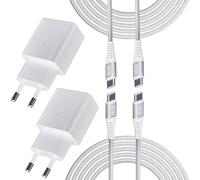 2 Pack 25W USB C Charger with 2M Nylon Charging Cable USB-C Cable for Samsung Galaxy S24/S23/S22/S21 Ultra/S20/Z Flip 5/S20/Note 10/20/S10/A54, Replacement Quick Charger