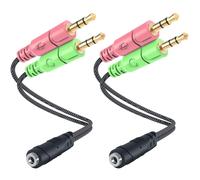 2 Pack 3.5mm Jack Adapter-Y Splitter Cable With Separate Microphone And Headphone Jack For Pc,Ps4 Gaming Headset,20cm,Black