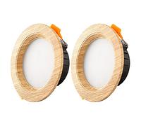2 Pack 3W Bois Spots Encastrables Chêne LED Intégré Downlight Ultra slim Acrylique encastré éclairage plafond Taille du Trou Ouvert 7cm pour salle de bain Magasin Couloir Galerie plafonnier,6000k