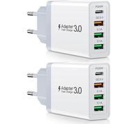 2 Pack 4-Port 35w Chargeur Usb C (Pd 20w+Qc18w), Chargeur Rapide Usb Prise, Multiple Chargeur Telephone Compatible Avec Phone 11/12/13/14, Samsung Galaxy S22/S23, Lg, Pixel, Ipad Pro (Blanc)