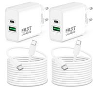 (2 Pack) 45W 2-Port Rapide USB C Chargeur pour Google Pixel 11 10 9 Pro XL | USBC USB-A Chargeur Accessoire, Prise Bloc Charger Adaptateur, Câble Type C 2M pour Pixel 10a/9a/8a/8/7/6/5, iPhone 17 16 15