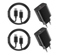 2 Pack 45W Chargeur Charge Rapide pour Samsung Galaxy S25/S24/S23/S22/S21 Ultra/S20/S20+/Note 20/10/9/8/A73/A53/A52/S10/S9, iPhone 17/16/15 et 2M Câble, USB C Type C Chargé Adaptateur Tête Noir