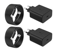 2-Pack 45W Chargeur Ultra Rapide avec Câble USB C 2M pour Samsung Galaxy S25 S24 S23 S22 S21 S20 Ultra S25+ S24+ Note20 A55 A53 Z Fold6, Tab S10+ S9 S8 S7 Tablette, USBC Prise Secteur Adaptateur