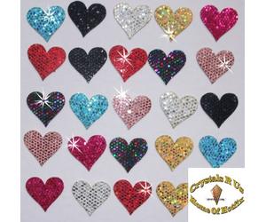 2 Pack = 48 Fabric Sequin 20mm Cœurs thermocollant