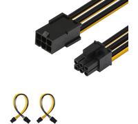 2 Pack 6 Pin PCIe Male-Female Power Extension Cable 25cm Black 2 Pack
