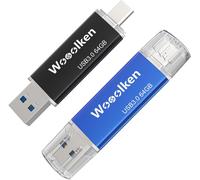 2 Pack 64GB USB C Flash Drive,2 in 1 Fast OTG Type C USB 3.0 Metal Pen Drive Flash Drive for PC/Smartphones/MacBook Pro