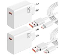 2-Pack 67W Chargeur Rapide USB pour Redmi Note 15 14 13 12 11 10 Pro 5G,Chargeur Turbo avec 6A Câble USB C pour Xiaomi Redmi 14/13/12/11 Ultra/12 Lite/12X,Poco M6 X6 X5 X4 Pro,13/13 lite/12