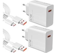 2-Pack 67W Chargeur Rapide USB pour Xiaomi 14T 13T 5G,Chargeur Turbo avec 6A Câble USB C pour Xiaomi Redmi Note 15 14 13 12 11 10 Pro 5G,14/13/12/11 Ultra/12 Lite/12X,Poco M6 X6 X5 X4 Pro,13/13 Lite