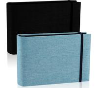 2 Pack 6x4 Small Photo Albums for 200 Photos Linen Photo Albums with Slip-On Pockets Baby Photo Album for Baby Wedding Holiday Family Birthday Travel (Blue and Black,6x4 Inch)
