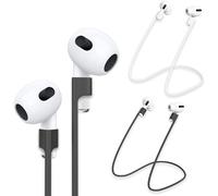 2 Pack AirPods Holder Strap [Reliable] Support for Sports, Travel, etc AirPods Accessories - Soft Silicone AirPods Straps Compatible with AirPods 1 2 3 AirPods, Black / White