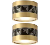 2 Pack All Copper Surface Mounted Spotlight 3-Color Downlight LED Light No Punching Brass Spotlight Dimmable Ceiling Lamp for Dining Room Living Room Decorative,12w