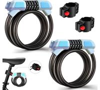 (2 Pack) Antivol Velo,Serrure À Câble À Haute Sécurité Pour Vélo 120cm/12mm,Chaînes À Combinaison 5-Chiffres Étanches À L'eau Et Réglables Pour Vélo,Cyclisme,Moto,Porte,Bleu