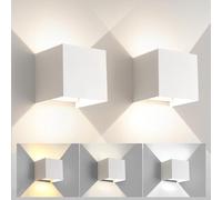 2 Pack Applique Murale Exterieur Interieur Lumière Réglable 3 Couleurs LED Lampe murale extérieures IP65 Étanche Moderne Blanc 15W Applique carrée en aluminium Réglage de l'angle d'éclairage 11CM