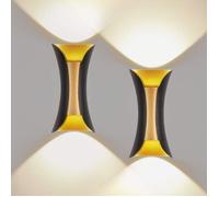 2 Pack Applique Murale Interieur/Exterieur 10W Applique Murale Extérieur 3000K Blanc Chaud Lampe Murale Etanche IP65